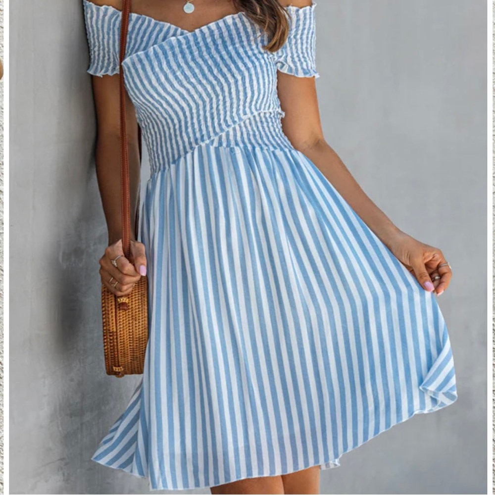 SALE! Summer Beach Dress in Blue White Stripes